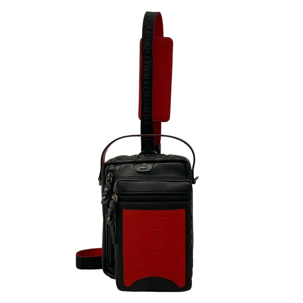 Christian Louboutin Backpack Black Red Leather Rubber